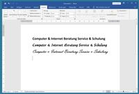 Screenshot Microsoft Office Word mit A4-Dokument und Schriftproben – Textverarbeitung-Schulung bei M. Schüller in Frankfurt